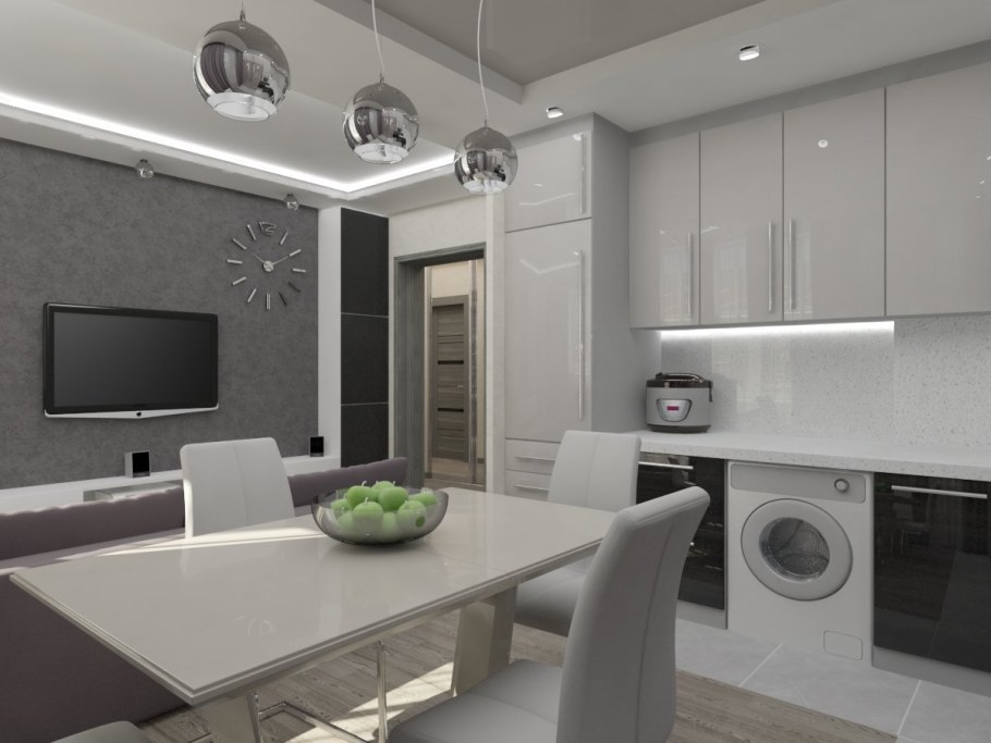 Кухни гостиные в серых тонах