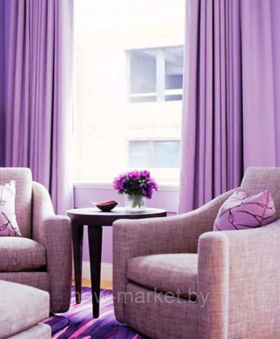 Сиреневые шторы в интерьере
