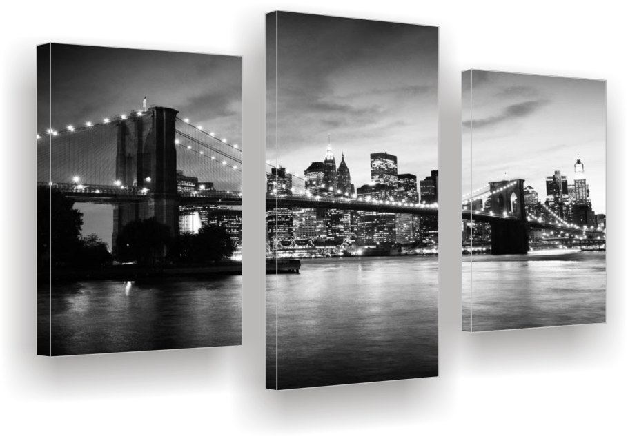 Модульные картины ночной город мост