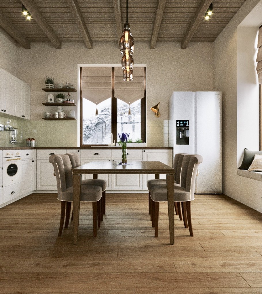 Интерьер кухни загородного дома