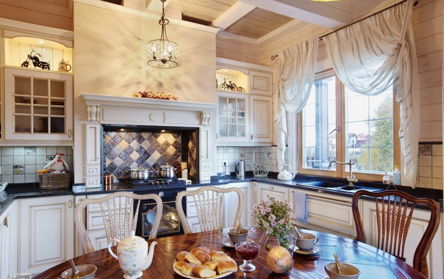 Кухни в коттеджах интерьер