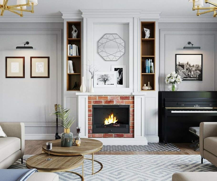 Гостиные с камином