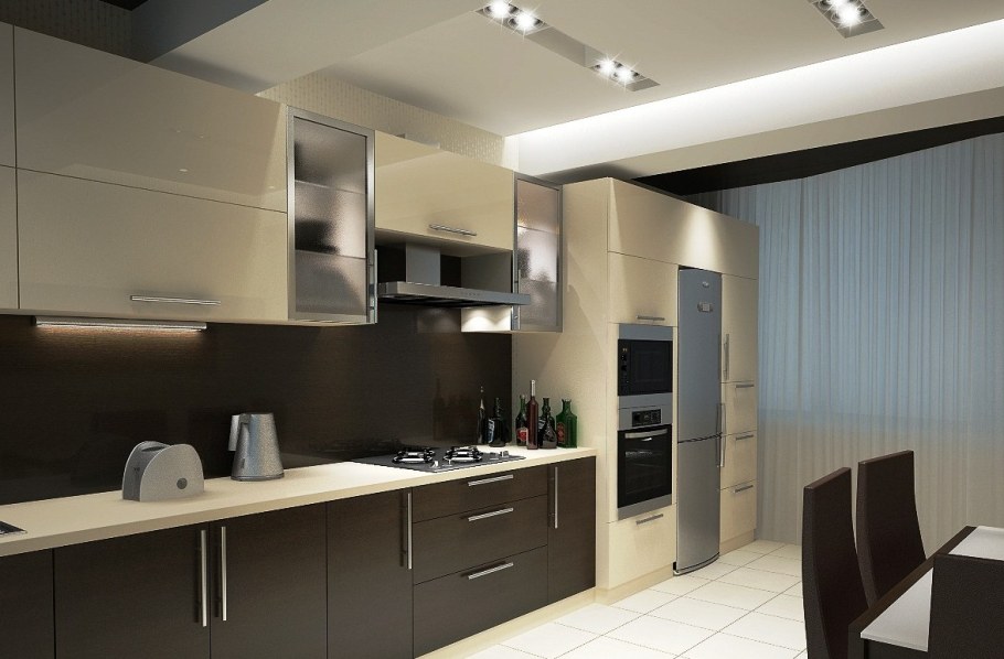 Кухня 12кв м в стиле хайтек