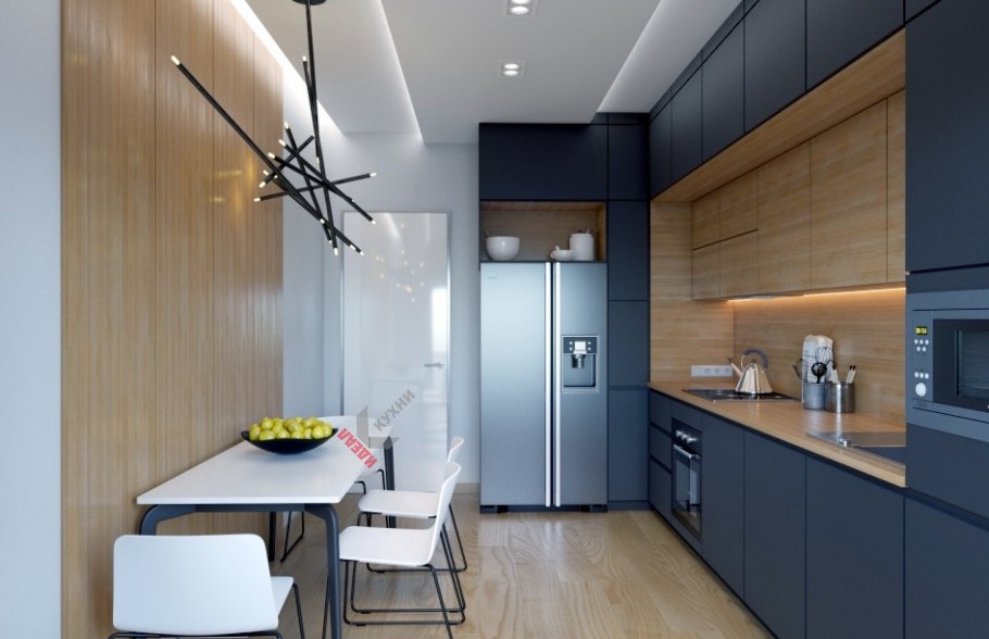 Интерьер прямоугольной кухни