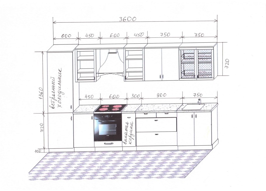 Проект кухни 3.5 метра