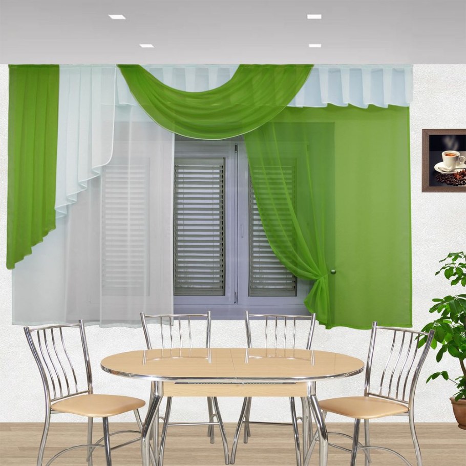 ТОМДОМ шторы для кухни с ламбрекеном