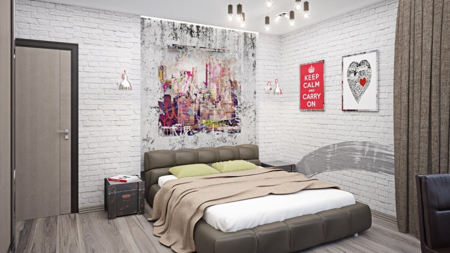 Комната с кирпичной стеной