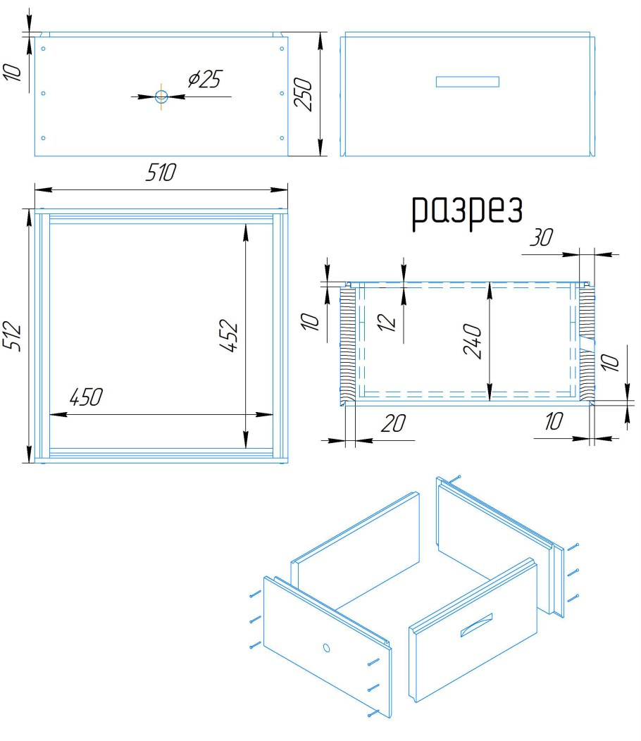 Чертеж 12 рамочного улья Дадан