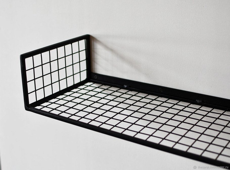 Полка настенная 95x430x10 мм, металл, цвет чёрный