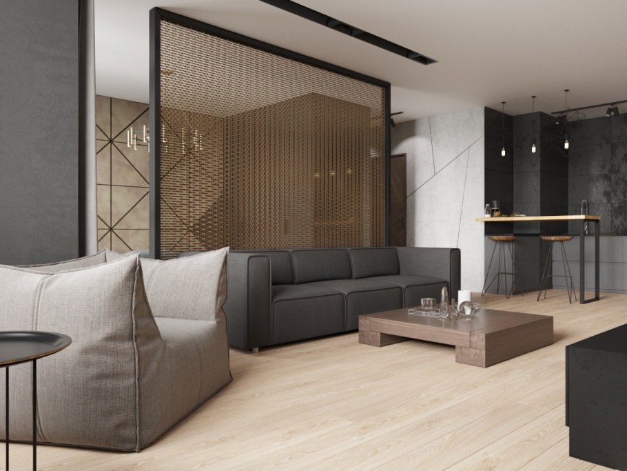 Перегородки в гостиной в стиле лофт