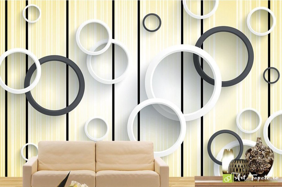 Обои круги в интерьере