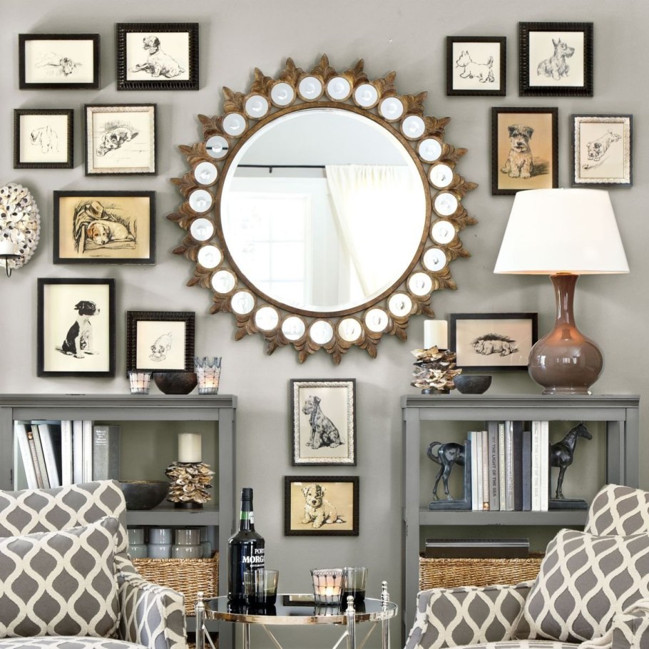 Фоторамки в интерьере гостиной