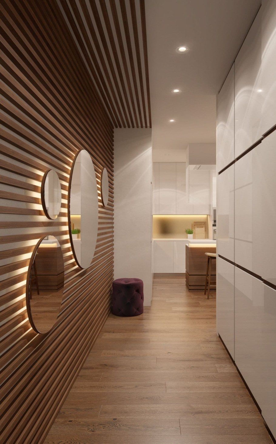 Деревянные рейки в коридоре