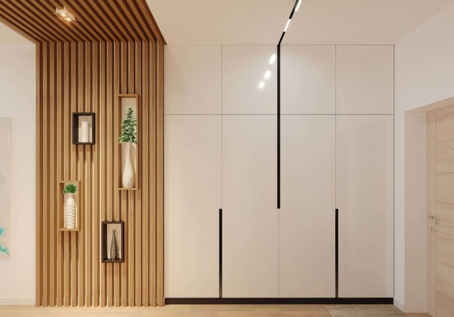 Рейки на стену в интерьере