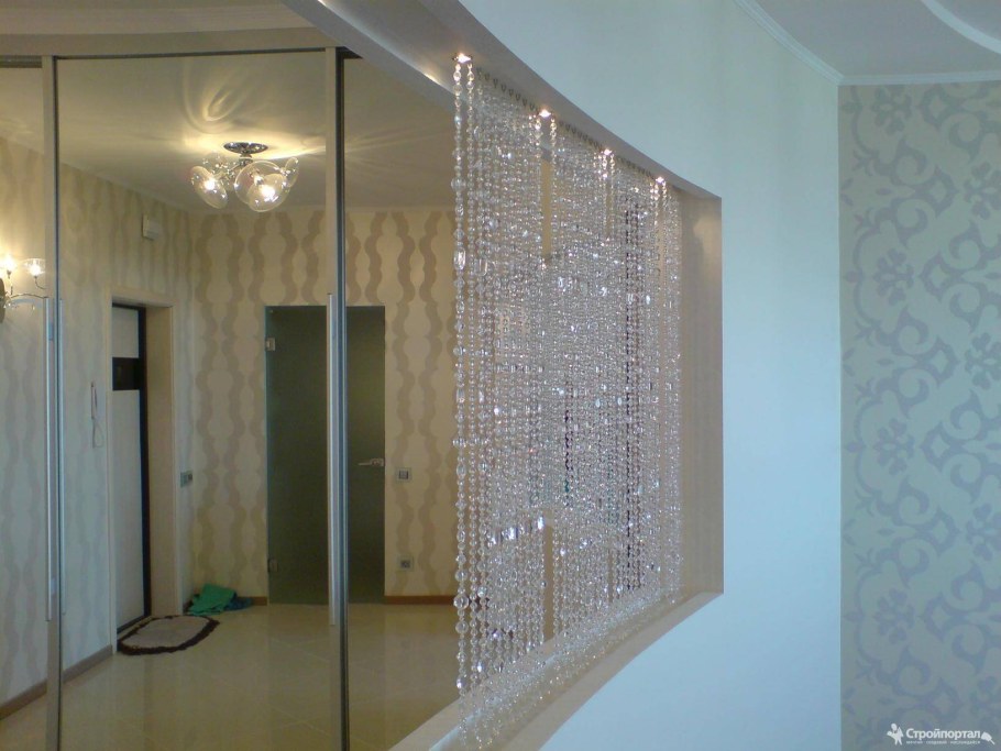 Хрустальные шторы в интерьере