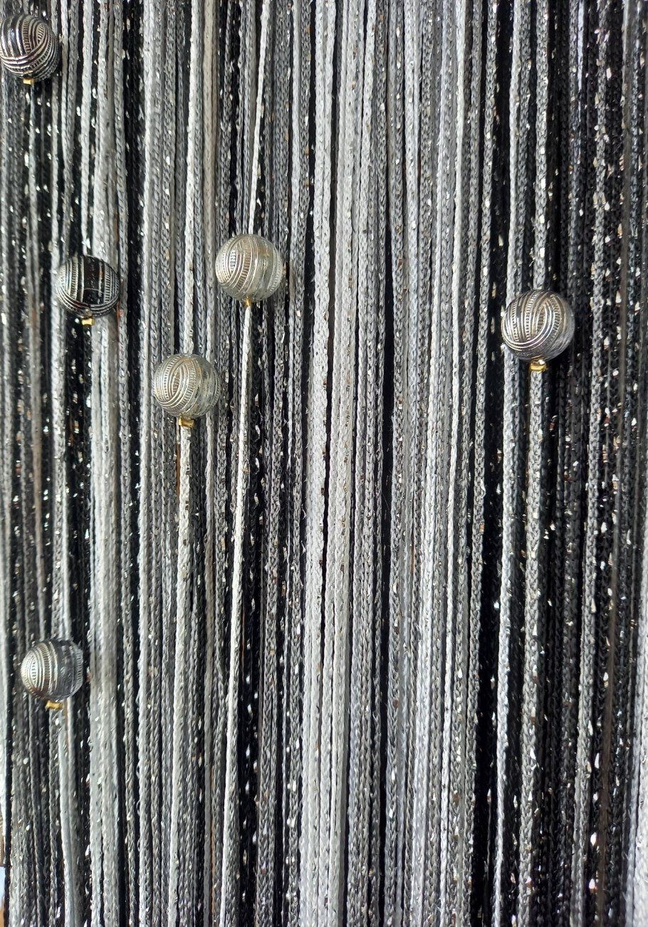 Кисея с люрексом бежево серая