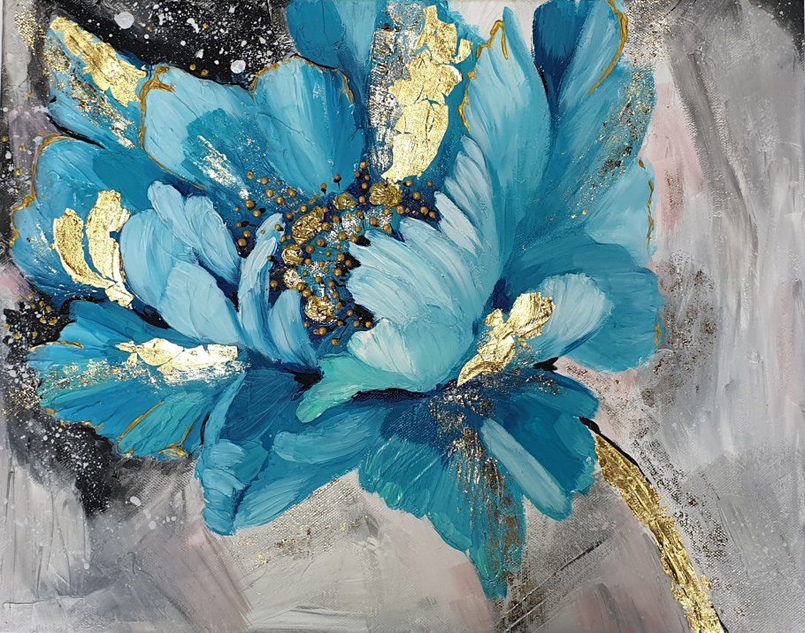 Цветы акварель и поталь