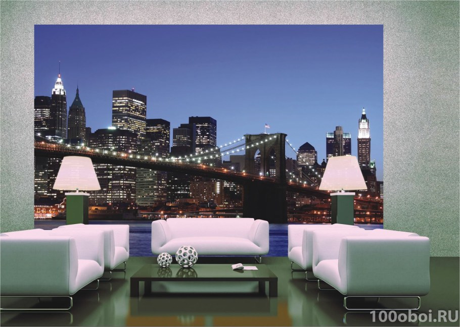 Фотообои город в интерьере