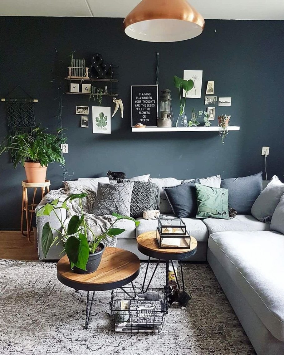 Сканди гостиная серый зеленый