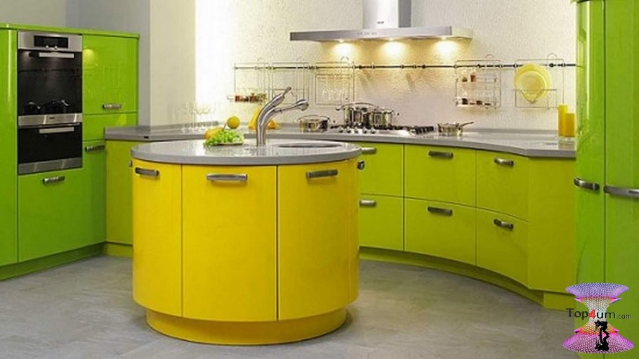 Кухня в желто зеленом цвете