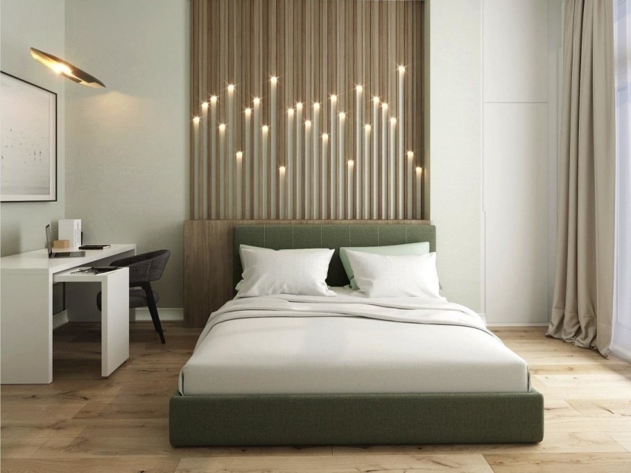 Деревянные рейки в изголовье