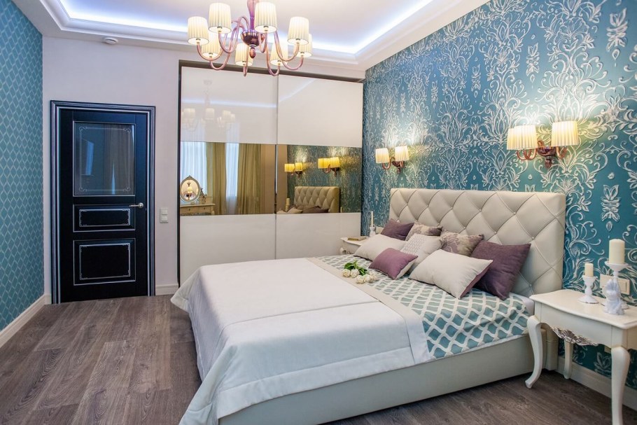 Обои линкруста в интерьере спальни