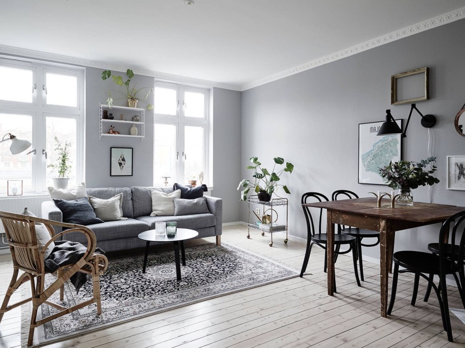 Серые стены в интерьере