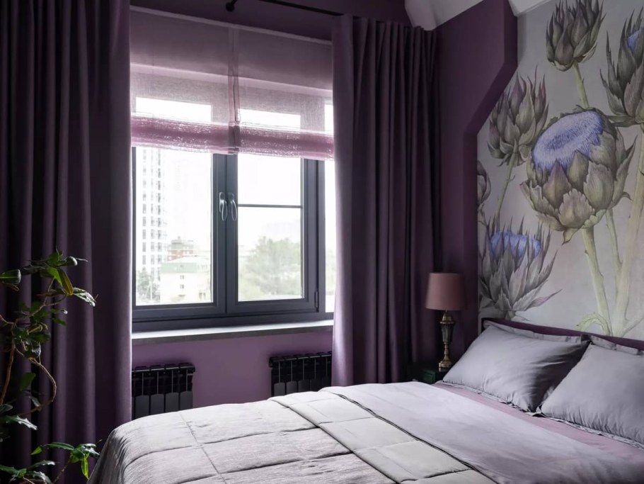 Спальня в сиреневом цвете