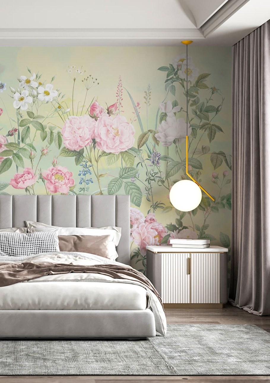 Модные фотообои в спальню 2024