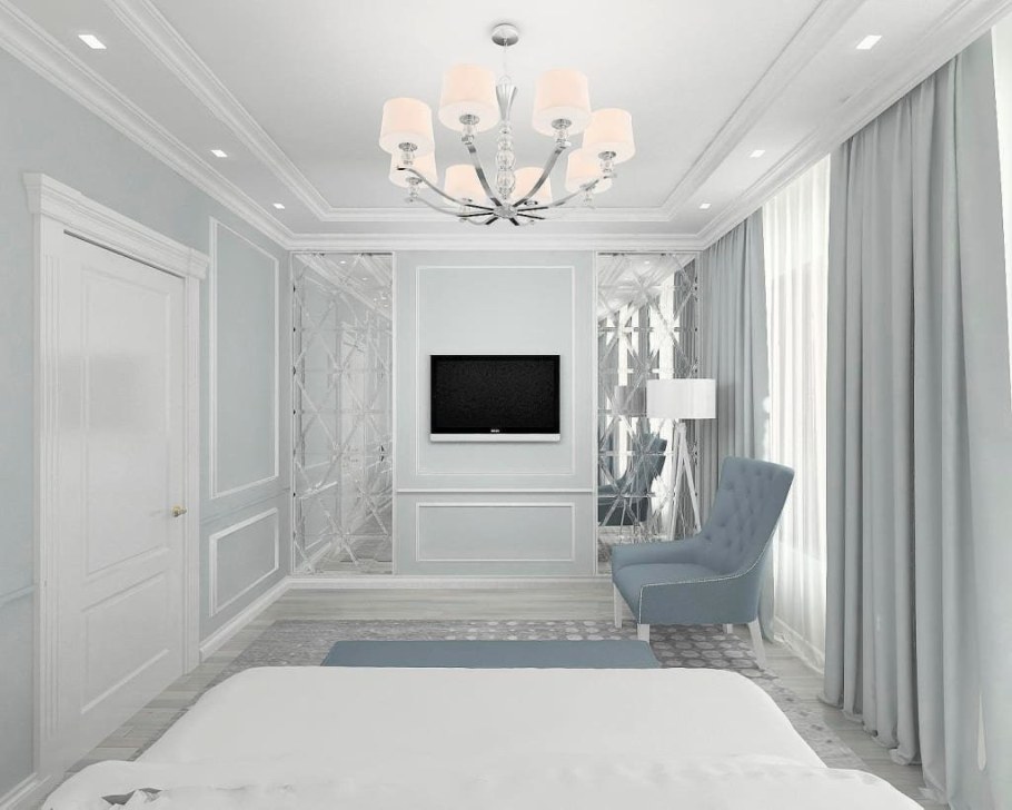 Гостиная с молдингами в современном стиле