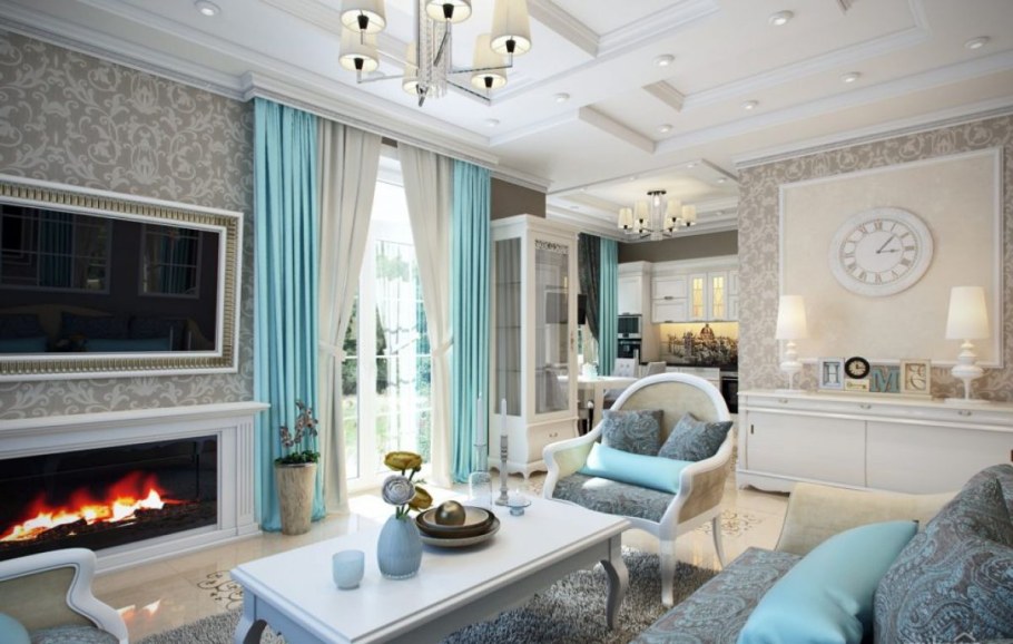 Гостиная Неоклассика Тиффани в современном стиле