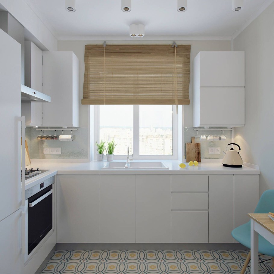 Планировка маленькой кухни с окном