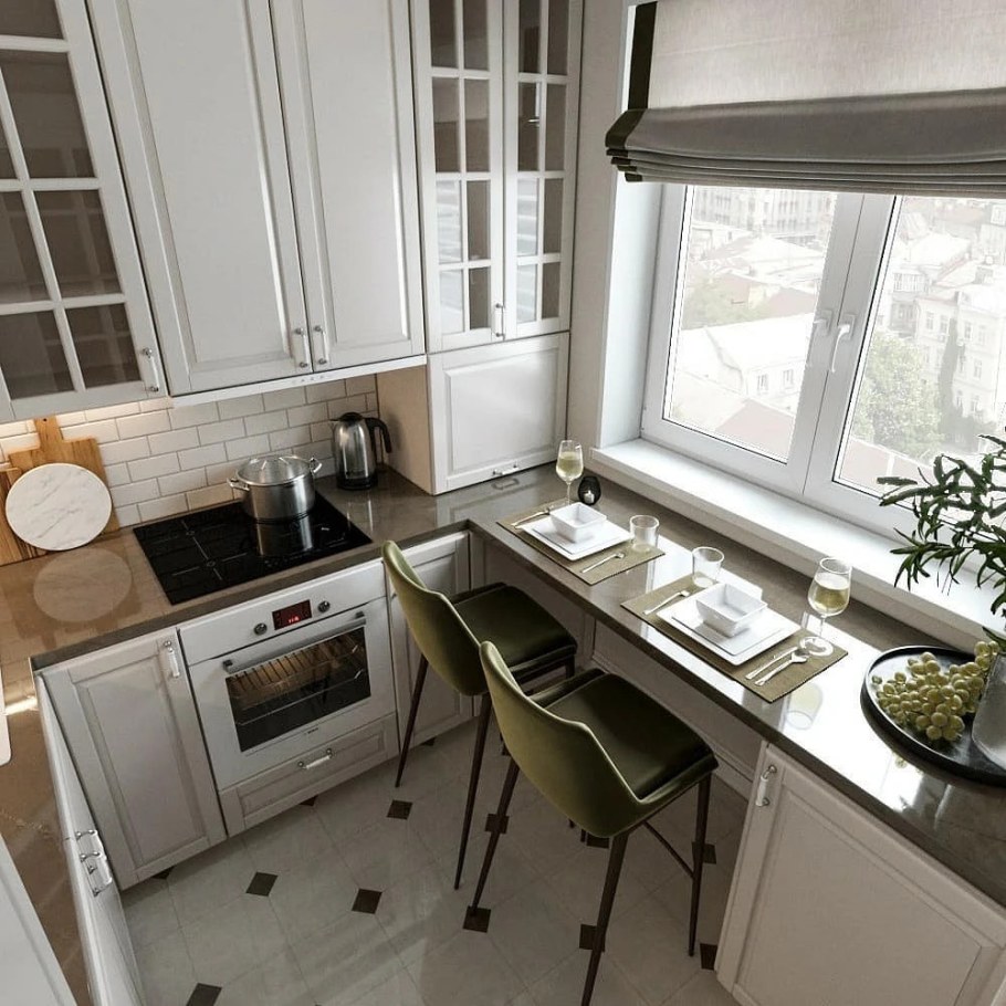 Малогабаритные кухни с окном