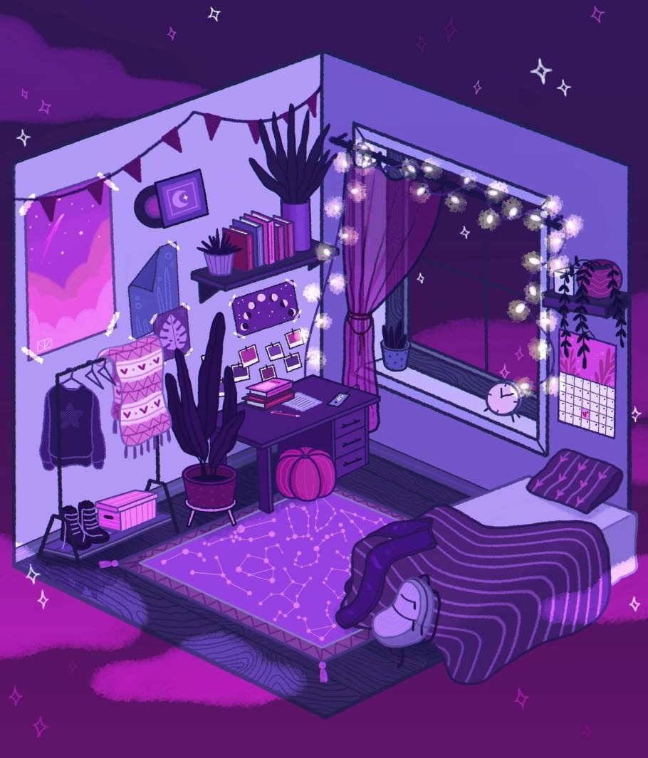 Красивая фиолетовая комната