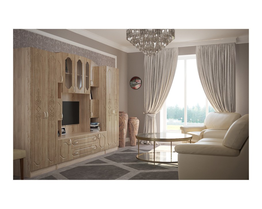 Стенка Макарена эко МДФ дуб сонома