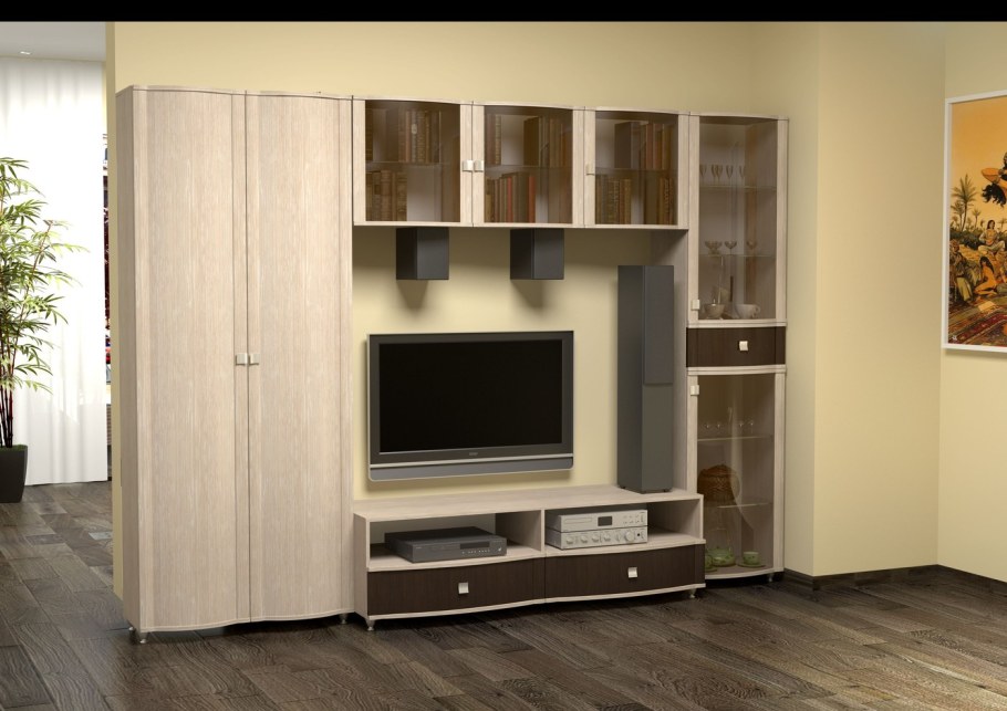 Стенка Сицилия белёный дуб