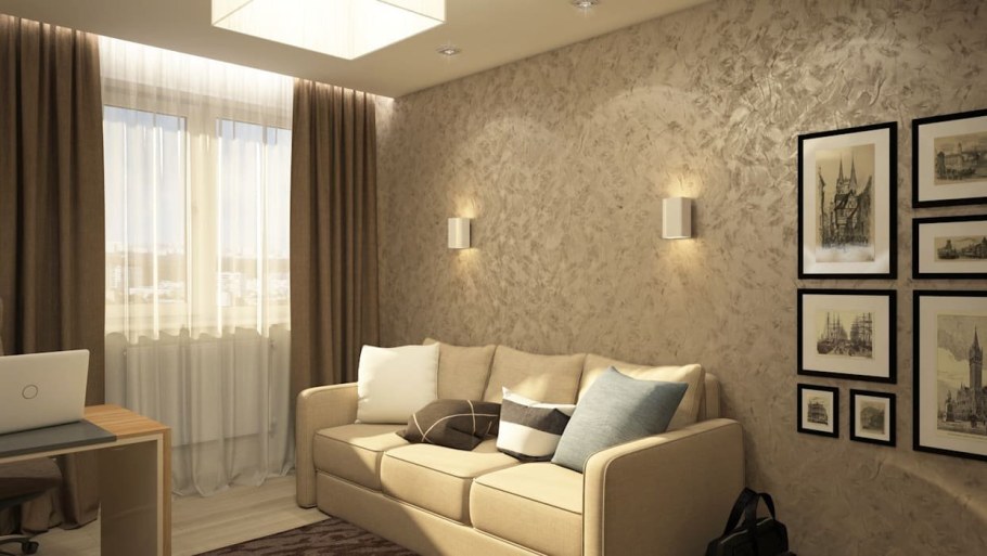 Комната с бежевыми стенами