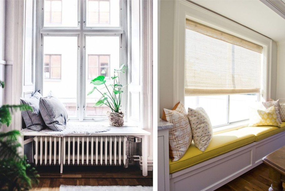 Широкий подоконник в интерьере