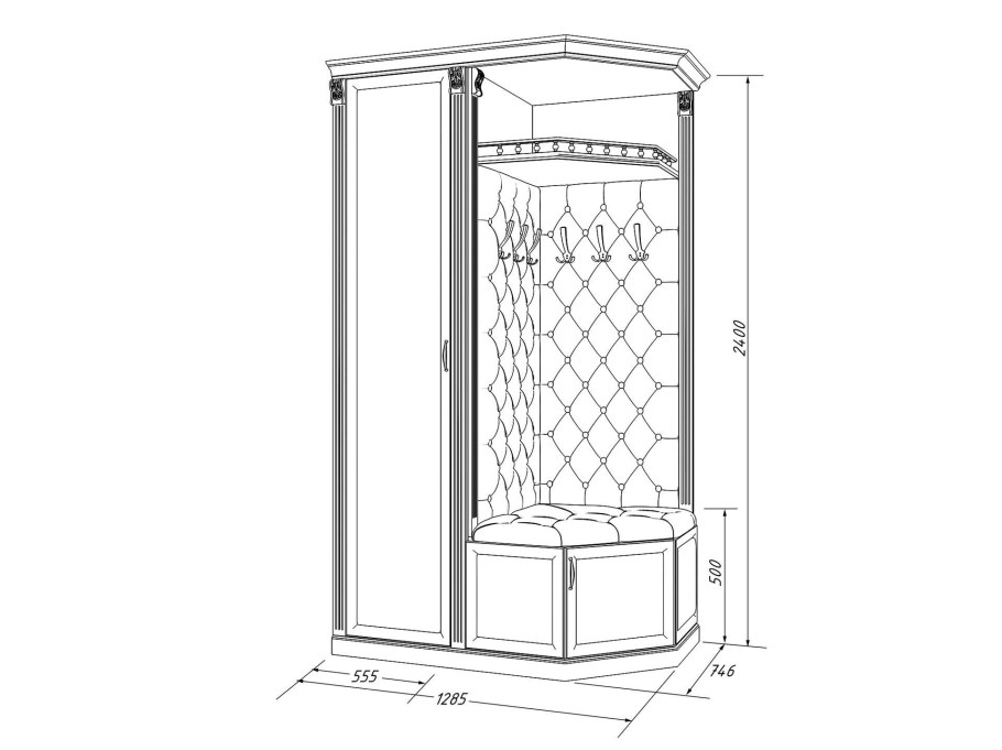 Угловая прихожая "Антре" габариты
