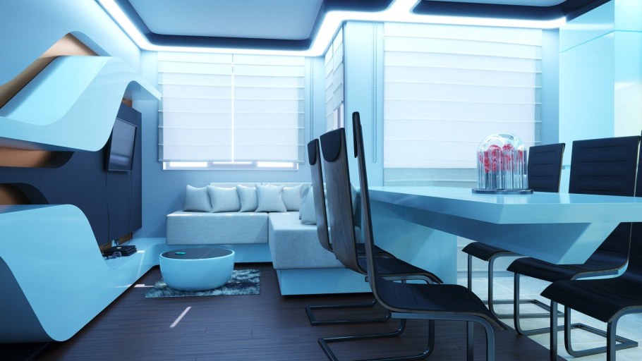 Интерьер в стиле ретрофутуризм