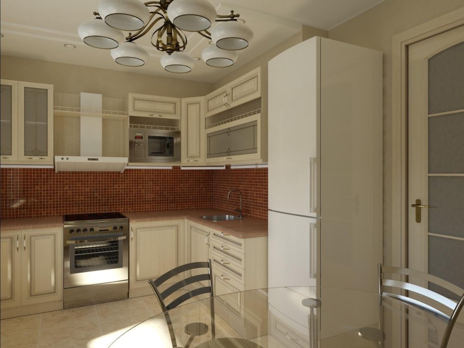 Интерьер кухни 9 кв м угловая