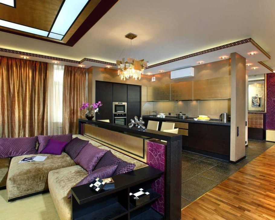 Кухня студия в стиле арт деко