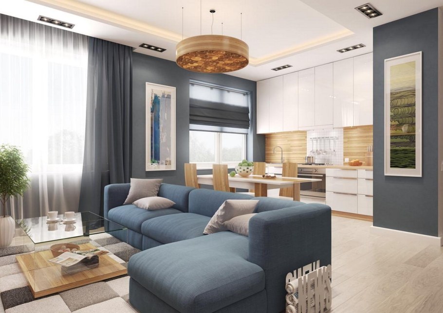 Кухня с гостинной с кухней 40кв м интерьер