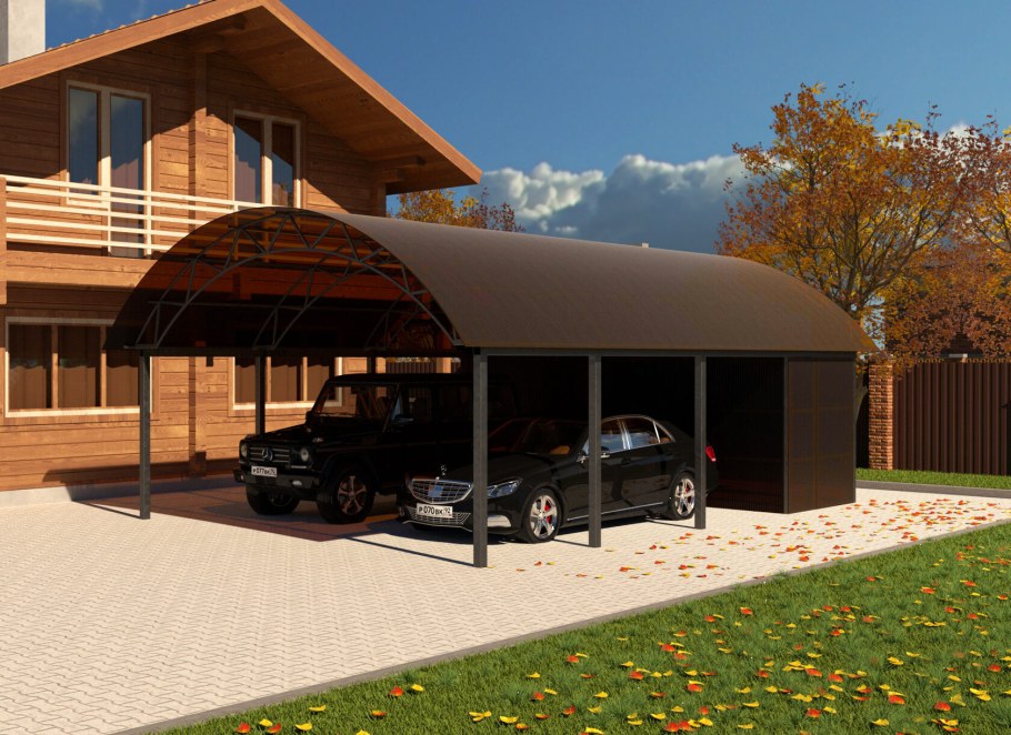 Хозблок с навесом для авто