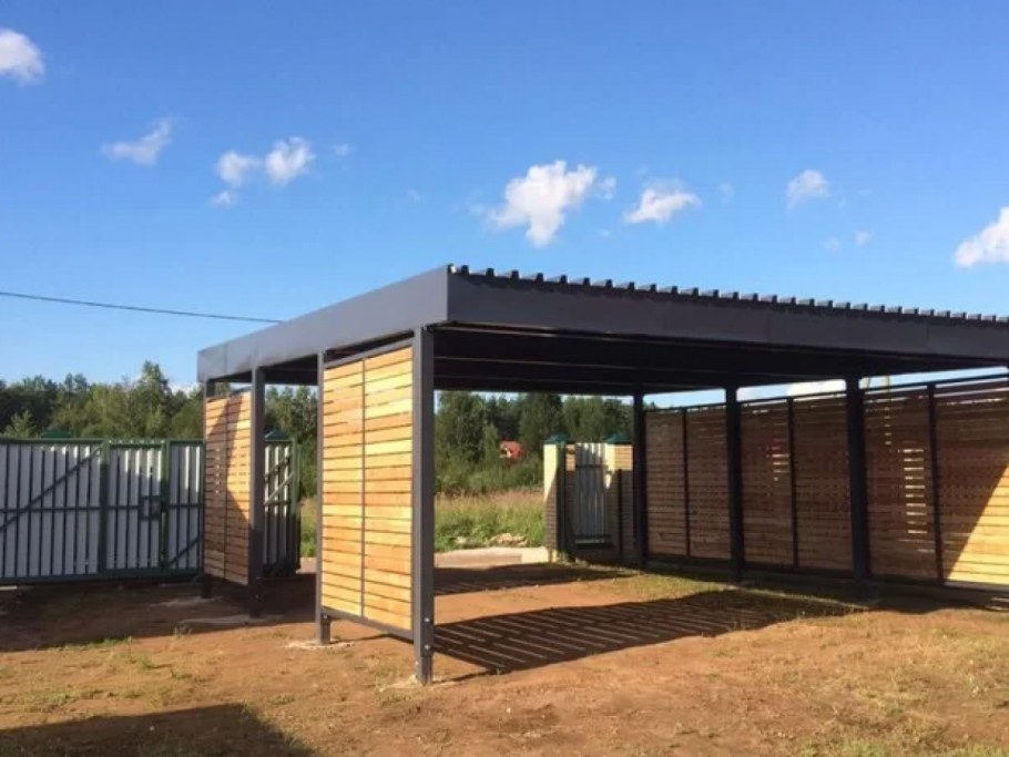 Навес для автомобиля с плоской кровлей