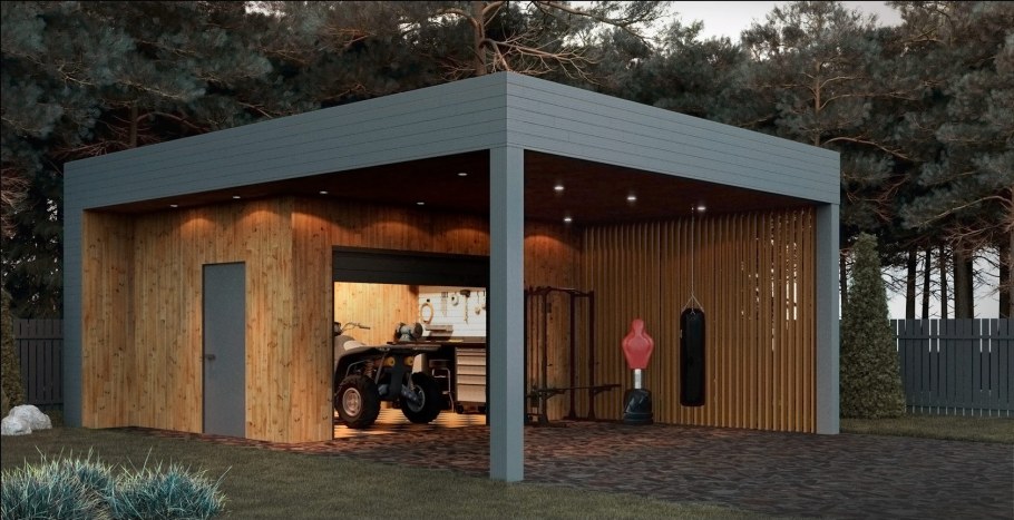 Сарай с плоской крышей