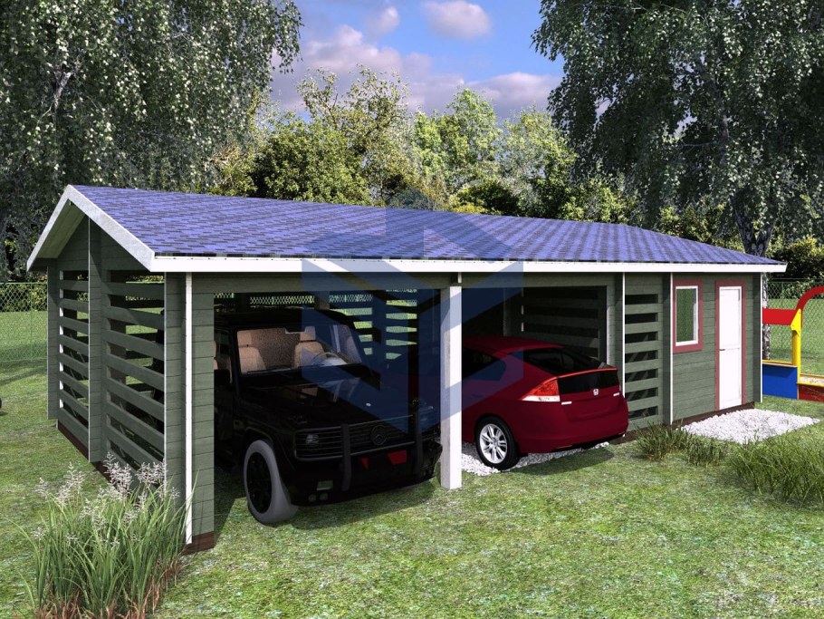 Хозблок с навесом для автомобиля
