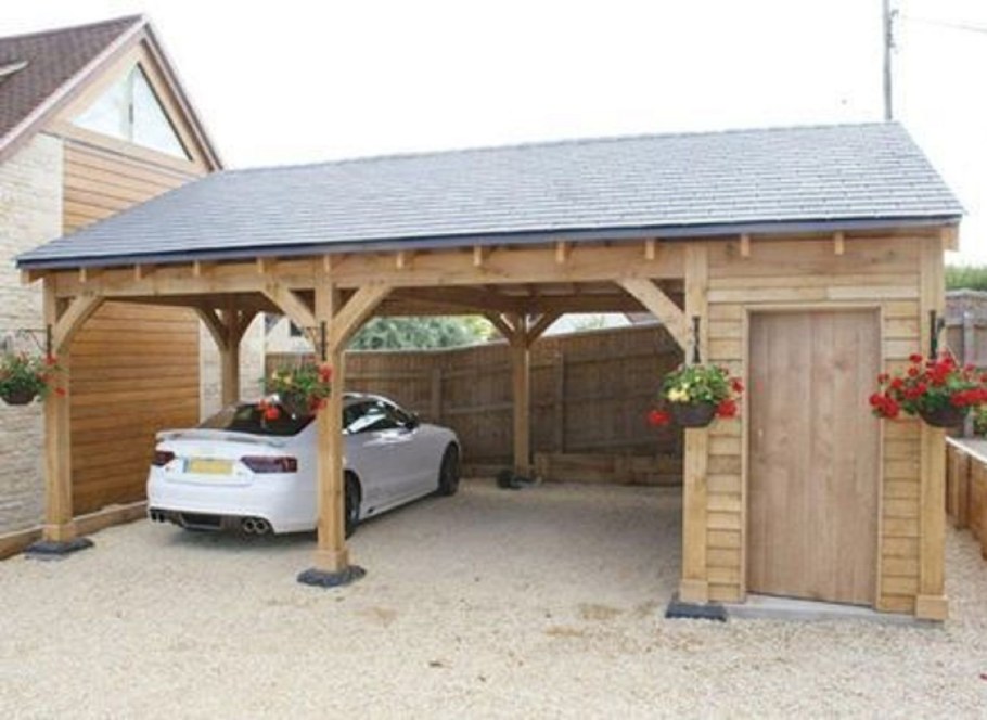 Гараж с навесом Тимбер фрейм