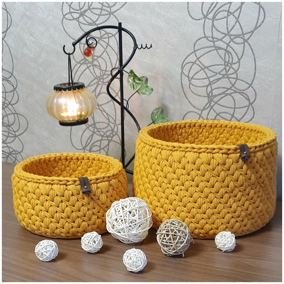 Вязаные корзинки в интерьере