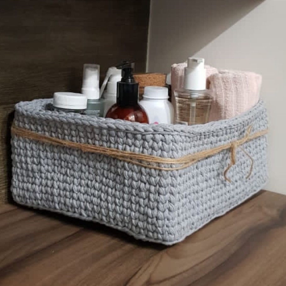 Корзина из трикотажной пряжи